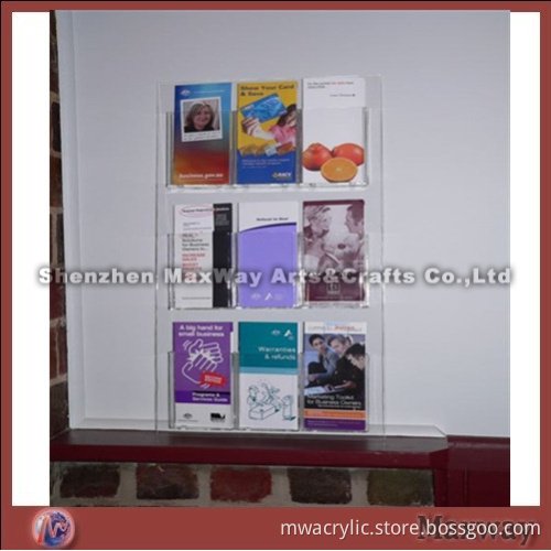 Acrylic three layers crystal wall mounted brochureleaflet holder